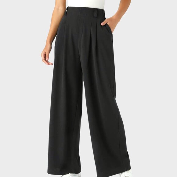 HALARA Pants - HALARA High Waisted Side Pocket Wide Leg Waffle Work Pants LARGE Black NEW